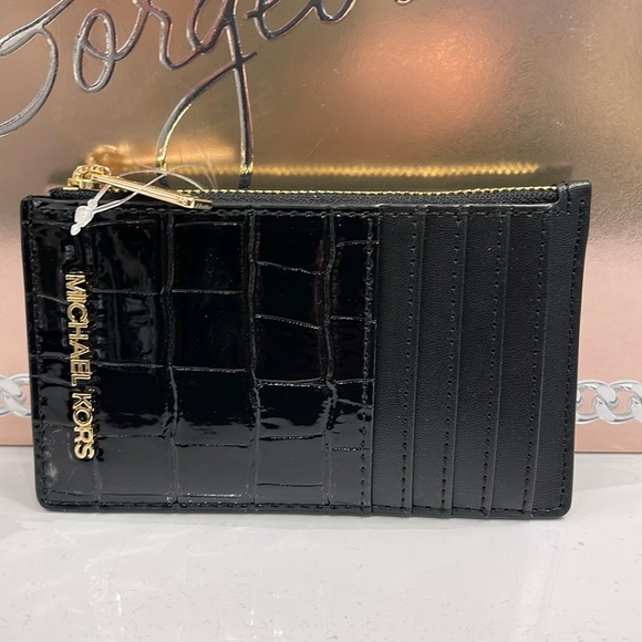 Michael Kors Accessories - MICHAEL KORS JET SET TRAVEL MEDIUM TZ CARD CASE IN BLACK CROCODILE 
NWT
